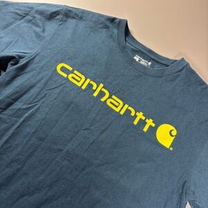 Carhartt T‎ Shirt Loose Fit Blue Teal Mens Medium Graphic Tee Cotton Polyester